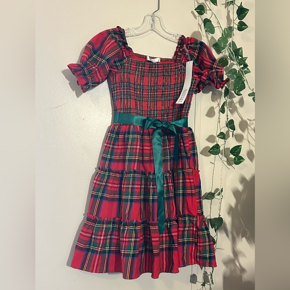 Badgley Mischka Red and Green Plaid Dress